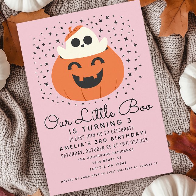 Little Boo Ghost Halloween Girls Geburtstag Einladung (Von Creator hochgeladen)