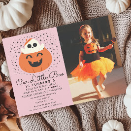 Little Boo Ghost Halloween Girls Geburtstags-Foto Einladung