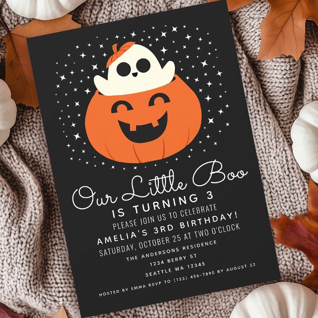 Little Boo Ghost Halloween Kids Niedliche Geburtst Einladung (Von Creator hochgeladen)