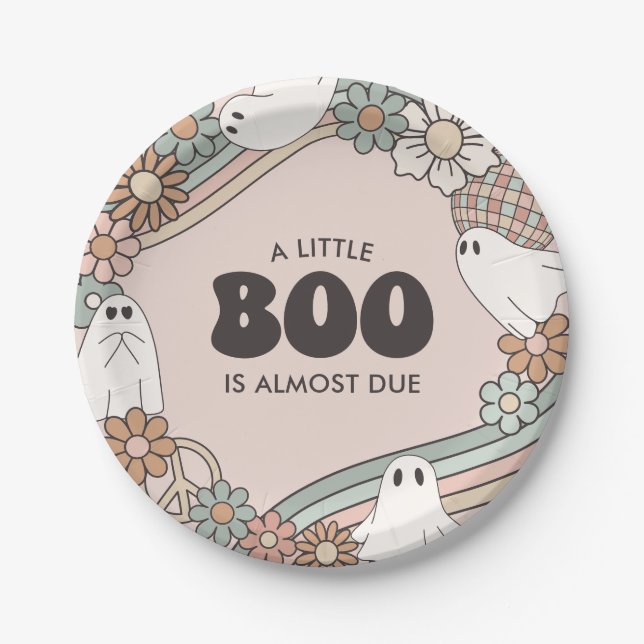 Little Boo Ghost Halloween Kinderdusche Pappteller (Vorderseite)