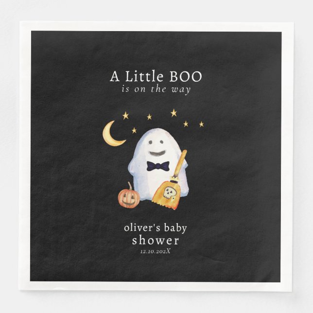 Little Boo Ghost Hollaween Baby Shower Serviette (Vorderseite)