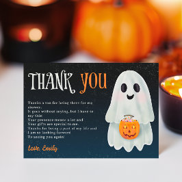 Little boo ghost pumpkin Halloween baby shower Dankeskarte