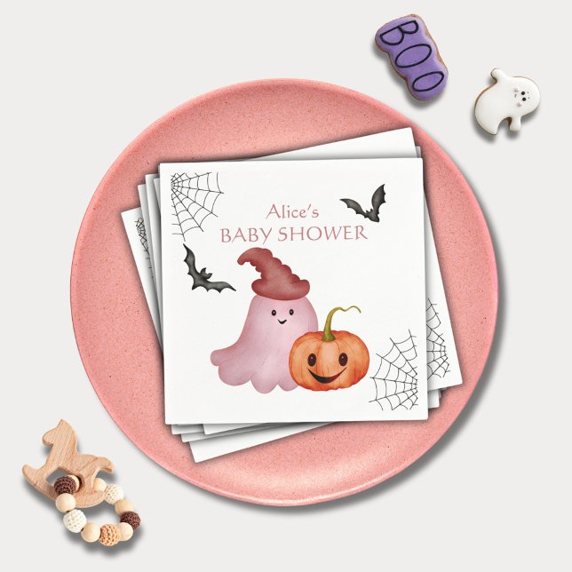 Little Boo Ghost Pumpkin Halloween Baby Shower Serviette (Von Creator hochgeladen)