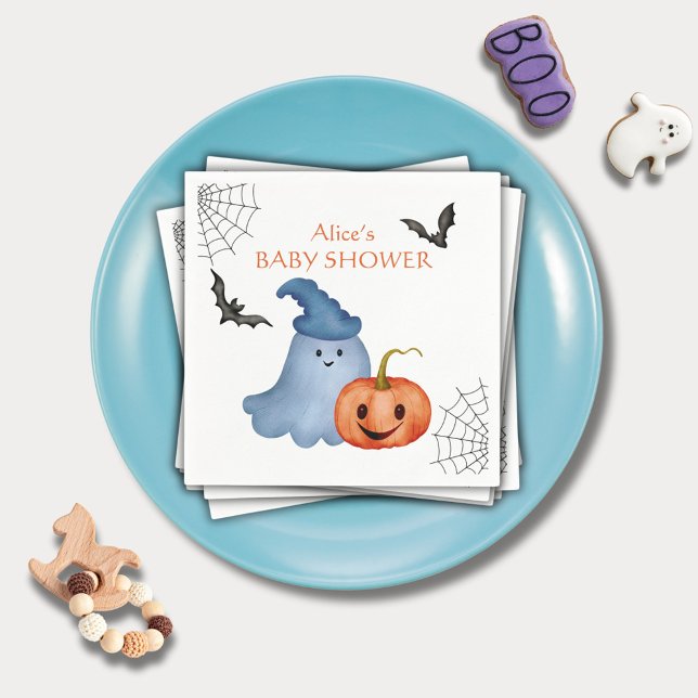 Little Boo Ghost Pumpkin Halloween Baby Shower Serviette (Von Creator hochgeladen)