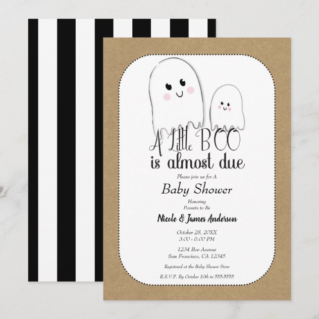 Little BOO Ghost Rustikales Halloween Baby Dusche Einladung (Vorne/Hinten)