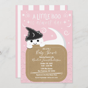 Little Boo Ghost Witch Pink Halloween Kinderdusche Einladung