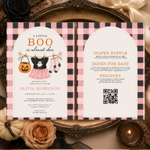 Little Boo Girl Halloween QR Code Babyparty Einladung