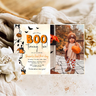 Little Boo Halloween 2. Geburtstags-Foto Einladung