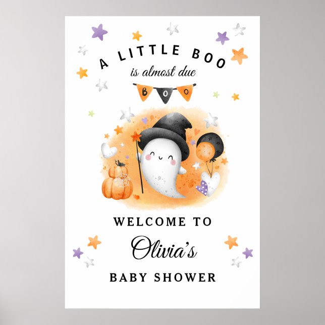 Little Boo Halloween Baby Dusche Begrüßungszeichen Poster (Vorne)