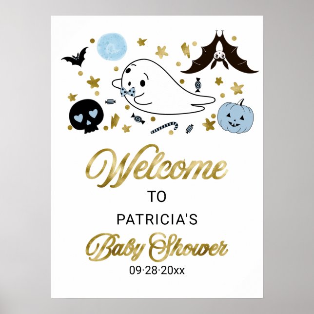 Little Boo Halloween Baby Dusche Begrüßungszeichen Poster (Vorne)