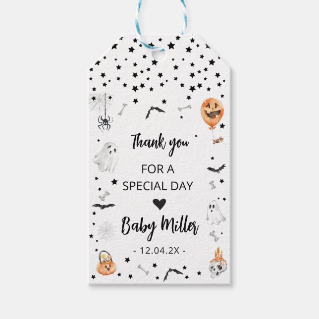 Little Boo Halloween Baby Dusche Gefallen Tag Geschenkanhänger (Vorderseite)