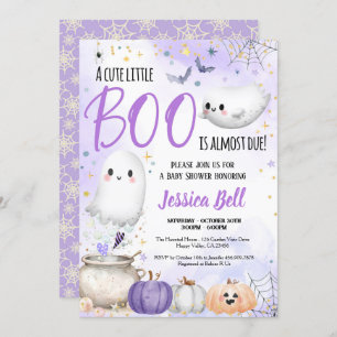 Little Boo Halloween Baby Dusche Lila Einladung