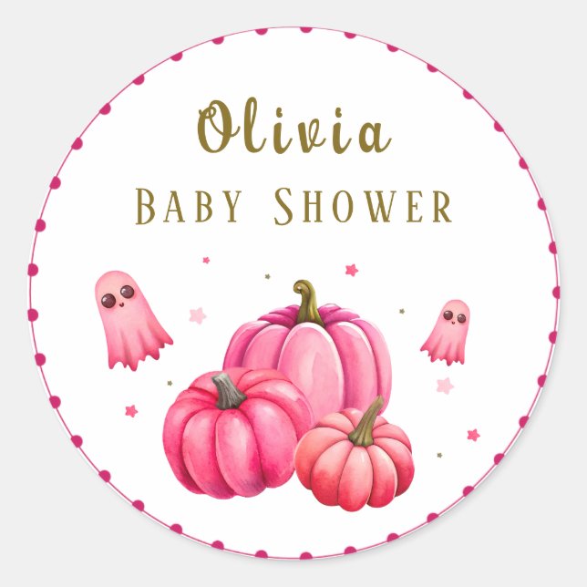 Little Boo Halloween Baby Dusche Runder Aufkleber (Vorderseite)