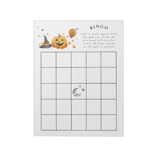 Little Boo Halloween Baby Shower Bingo Spiel Notizblock (Rotiert)