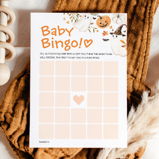 Little Boo Halloween-Baby-Shower-Bingo-Spielkarte  Hinweiskarte