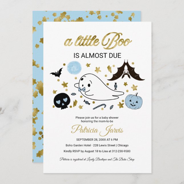 Little Boo Halloween Baby Shower Einladung (Vorne/Hinten)