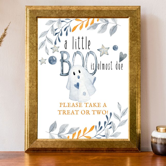 Little Boo Halloween Baby Shower Fevor Poster (Little Boo halloween party sign)
