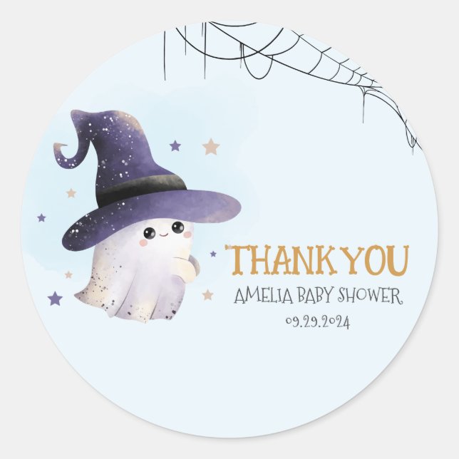 Little Boo Halloween Babydusche Runder Aufkleber (Vorderseite)