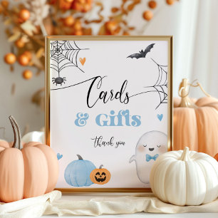 Little Boo Halloween blaue Karten und Geschenke Poster