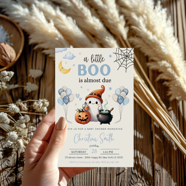 Little Boo Halloween Blue Boy Baby Dusche Einladung (Von Creator hochgeladen)