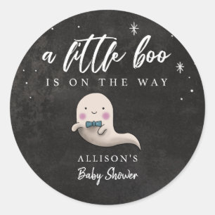 Little Boo Halloween Boy Ghost Baby Dusche Runder Aufkleber