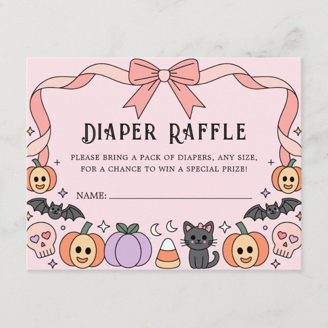 Little Boo Halloween Coquette Diaper Raffle Begleitkarte (Vorderseite)