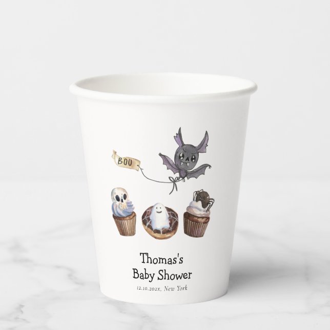 Little Boo Halloween cupcake Babydusche Pappbecher (Vorderseite)