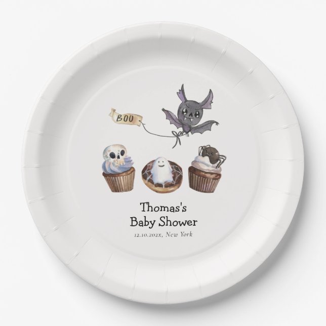 Little Boo Halloween cupcake Babydusche Pappteller (Vorderseite)