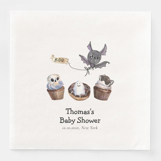 Little Boo Halloween cupcake Babydusche Serviette (Vorderseite)