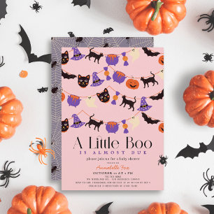 Little Boo Halloween Garlands Pink Baby Dusche Einladung