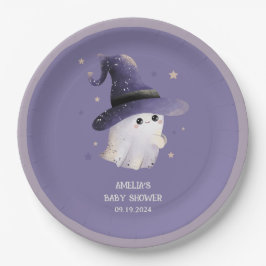 Little Boo Halloween Geist lila Babydusche Pappteller