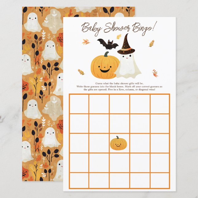 Little Boo Halloween Geschenk Bingo Babydusche (Vorne/Hinten)