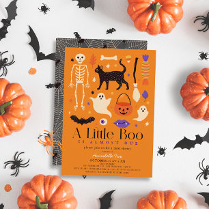 Little Boo Halloween Motifs Orange Baby Dusche Einladung