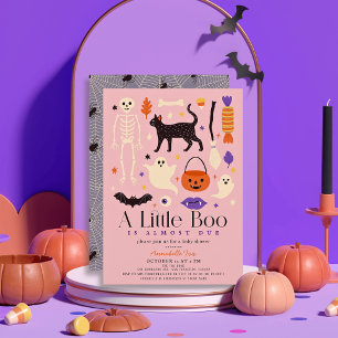 Little Boo Halloween Motifs Pink Girl Babydusche Einladung