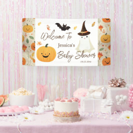 Little Boo Halloween Pattern Baby Dusche Banner
