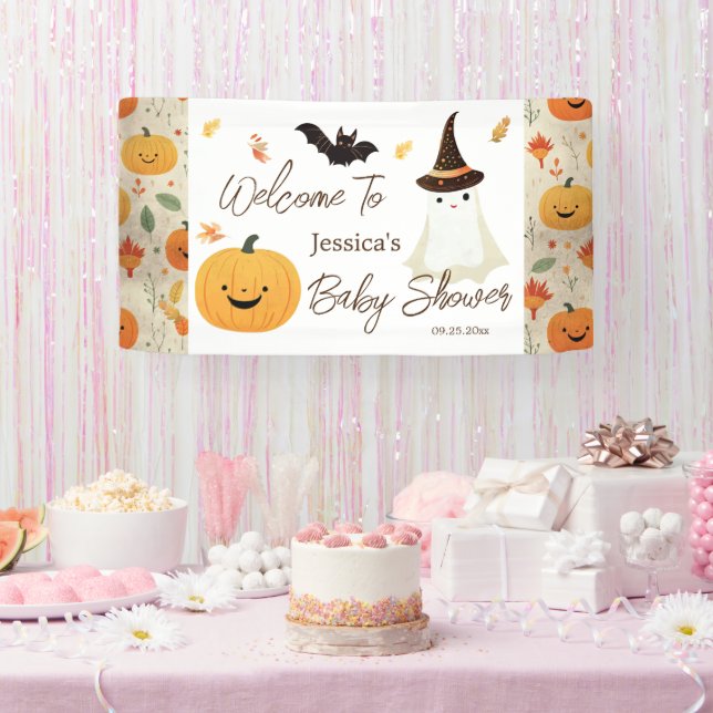 Little Boo Halloween Pattern Baby Dusche Banner (Party)