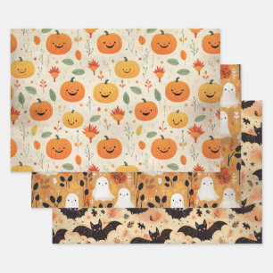 Little Boo Halloween Pattern Baby Dusche Geschenkpapier Set