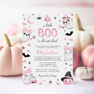 Little Boo Halloween Pink Ghost Baby Dusche Einladung