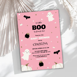 Little Boo Halloween Pink Girl Baby Dusche Einladung