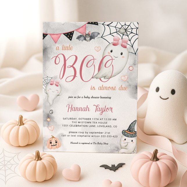 Little Boo Halloween Pink Girl Ghost Baby Dusche Einladung (Von Creator hochgeladen)