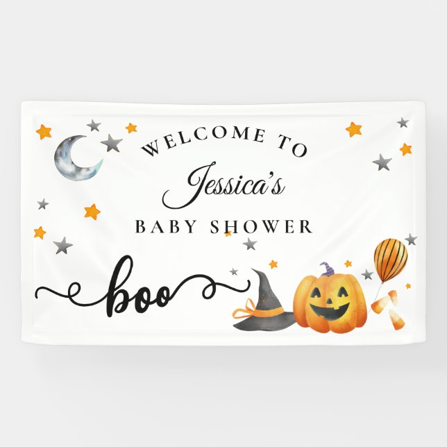 Little Boo Halloween Pumpkin Baby Dusche Willkomme Banner (Horizontal)