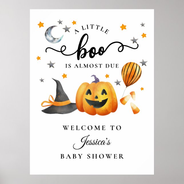Little Boo Halloween Pumpkin Baby Dusche Willkomme Poster (Vorne)