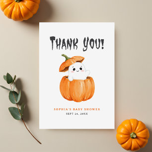 Little Boo Halloween Pumpkin Baby Shower Dankeskarte