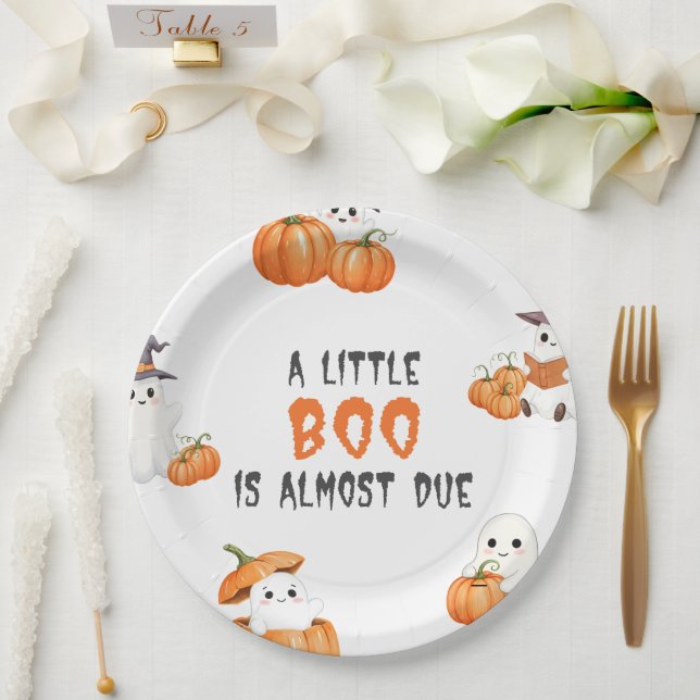 Little Boo Halloween Pumpkin Baby Shower Party Pappteller (Hochzeit)