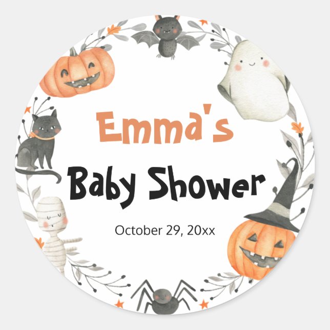 Little Boo Halloween Pumpkin Baby Shower Stickers (Vorderseite)