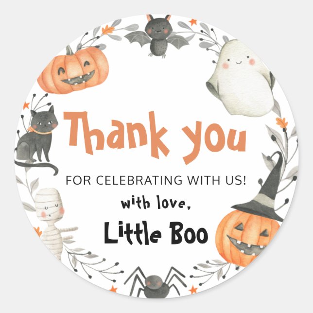 Little Boo Halloween Pumpkin Baby Shower Stickers (Vorderseite)