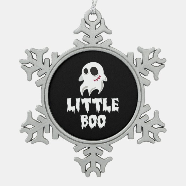 Little Boo In Halloween Cool Graphic Schneeflocken Zinn-Ornament (Vorderseite)