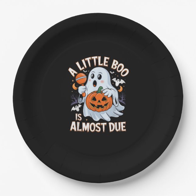 Little Boo Is Almost Due Cute Halloween Pregnancy  Pappteller (Vorderseite)