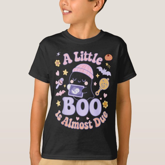 Little Boo Is Almost Due Fun Halloween Cute Pregna T-Shirt (Vorderseite)