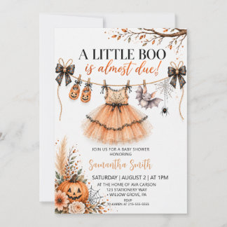 Little Boo Is Almost Due Halloween Baby Shower Einladung